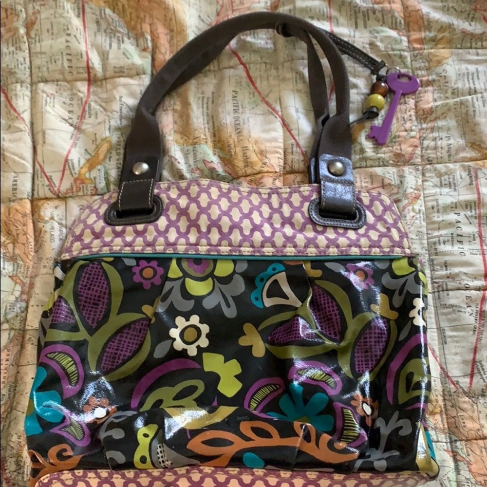 Gently used Fossil purple Key-Per shoulder bag